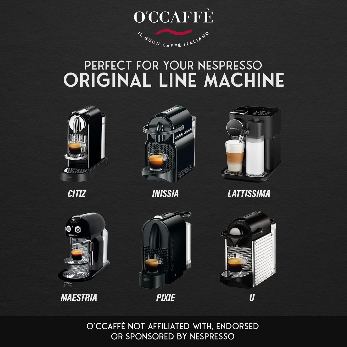 Occaffe aroma and crema rise as hot espresso pours