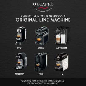 Occaffe aroma and crema rise as hot espresso pours
