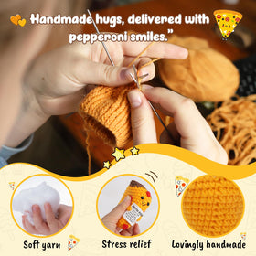 OCCdesign crochet pizza gift, cozy desk decoration that encourages coworkers.