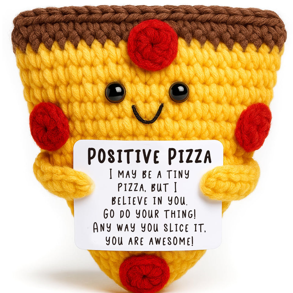 OCCdesign mini pizza slice crochet, soft desk motivator for daily momentum.