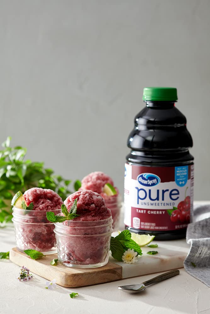 Ocean Spray Tart Cherry juice bottle visuals suggest post-workout refreshment potential.