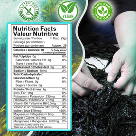 Ocean's Balance Dulse Flakes closeup reveals smoky, vibrant flakes perfect for topping.