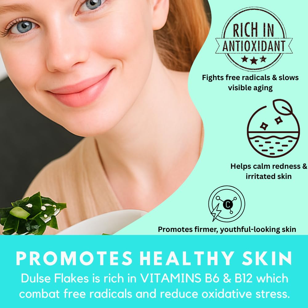 Ocean's Balance Organic Dulse Flakes sprinkled on salad for savory umami