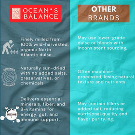 Ocean's Balance Dulse Flakes sprinkled on salad add umami and color.
