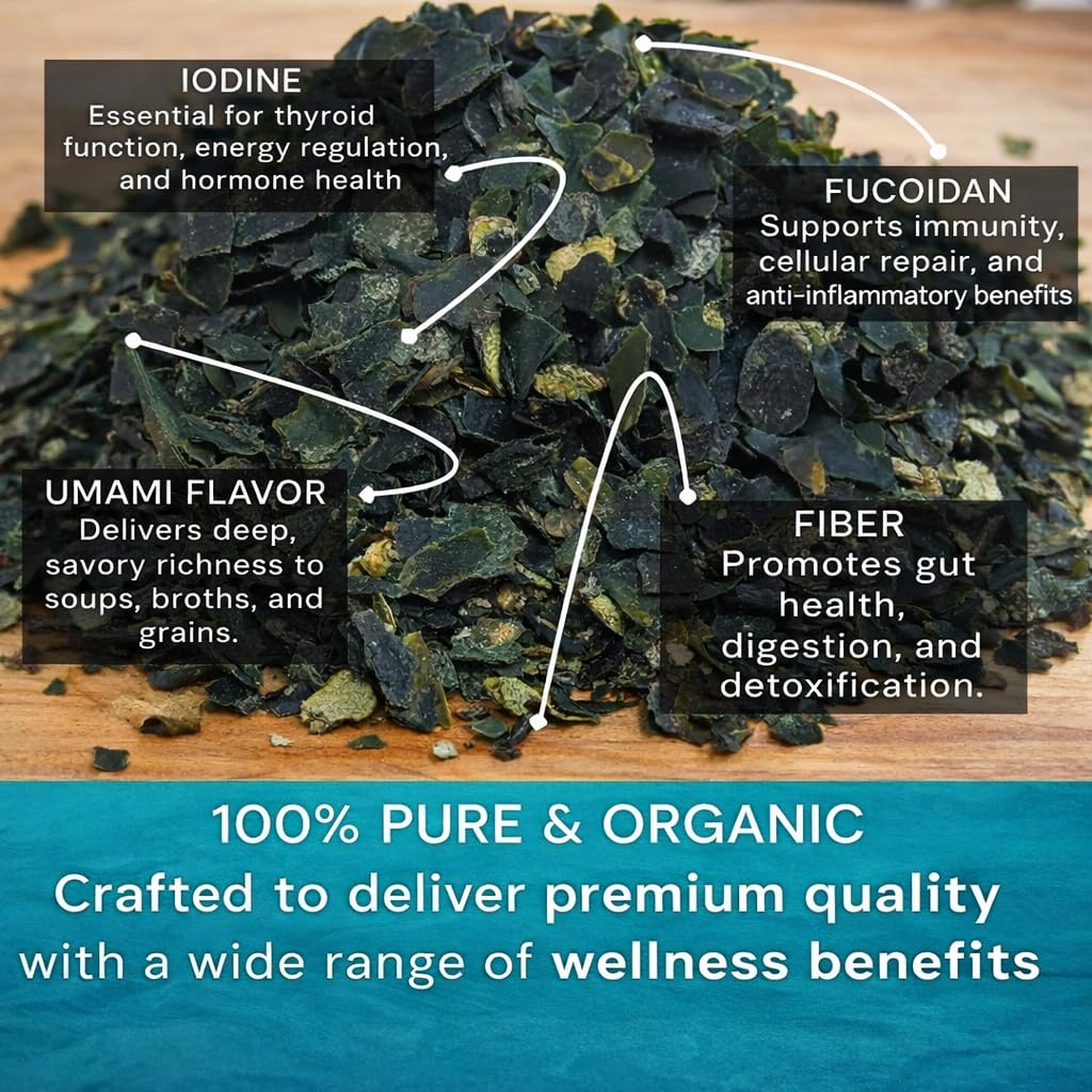 Close-up of Ocean's Balance Kombu texture for whole-food flavor.