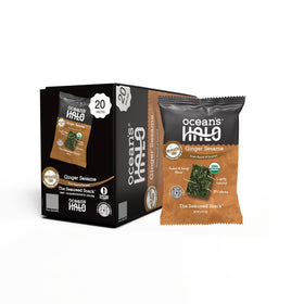 Ocean's Halo Ginger Sesame seaweed snack close-up showing crispy texture