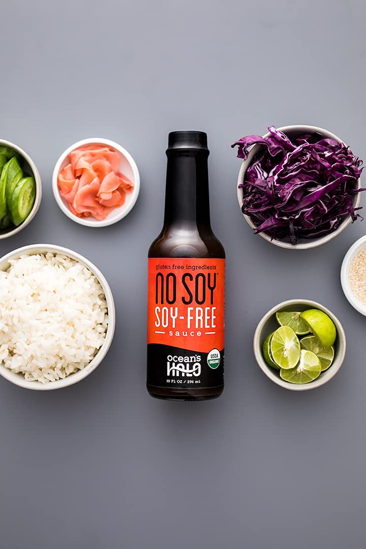 Ocean's Halo Organic No Soy label close-up reinforces organic and vegan-friendly choice