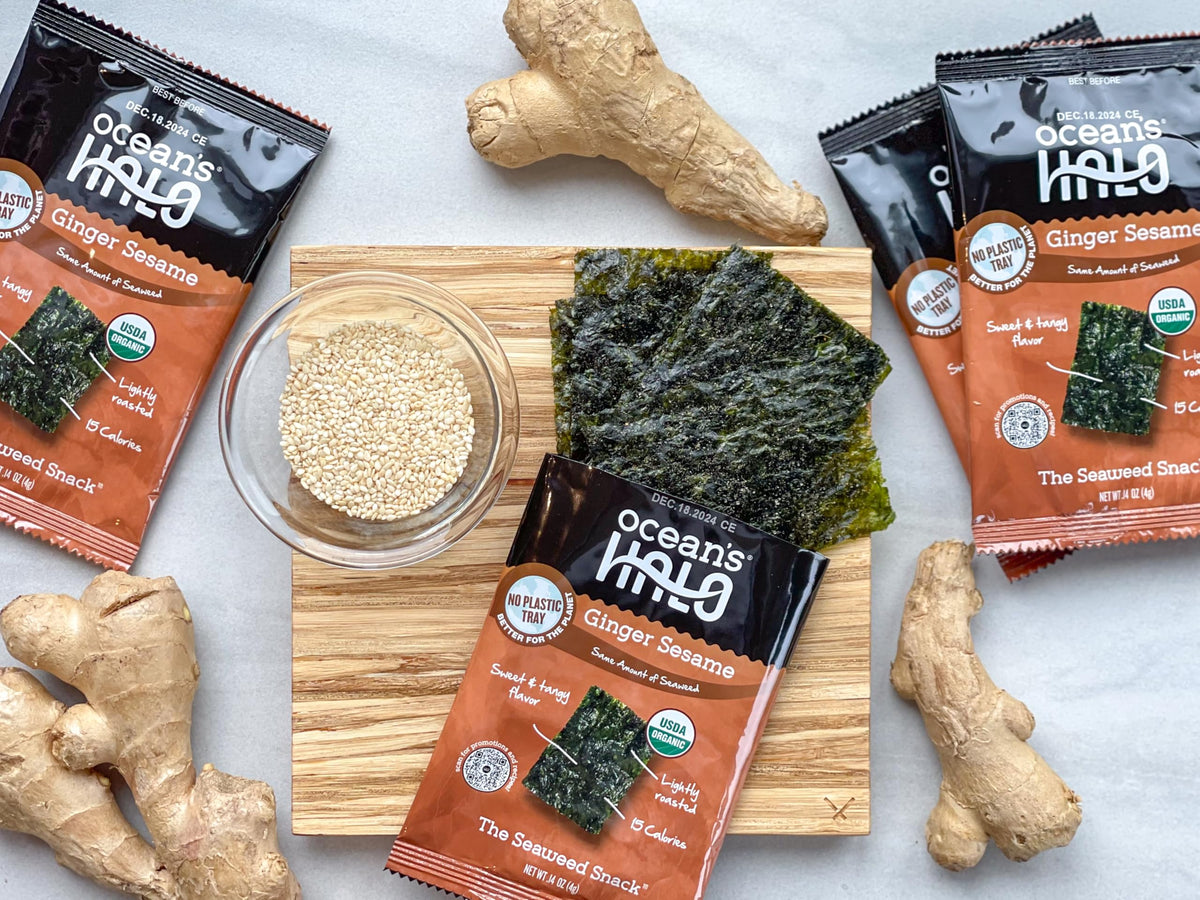 Ocean's Halo Ginger Sesame seaweed served with rice bowls