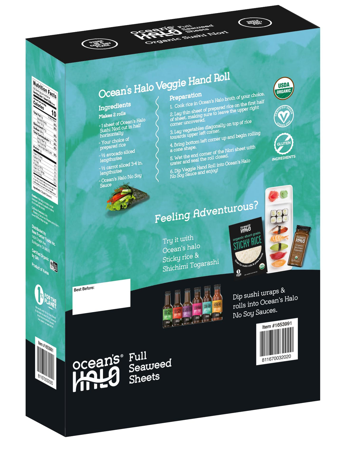 Ocean's Halo sushi nori crisp-texture sheets hold rolls together with satisfying bite