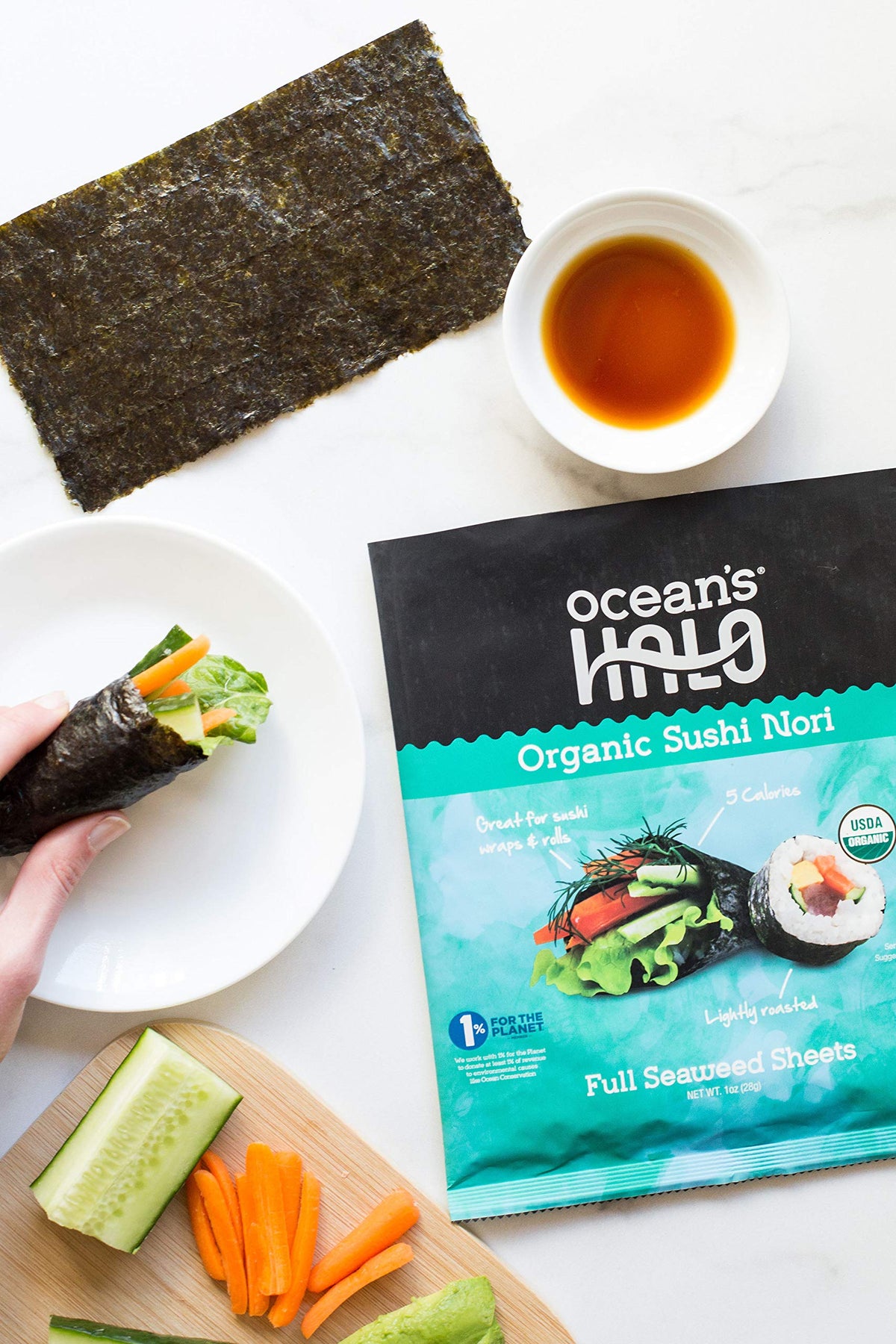Ocean's Halo organic seaweed rolls-assembly sheets help craft perfect hand rolls