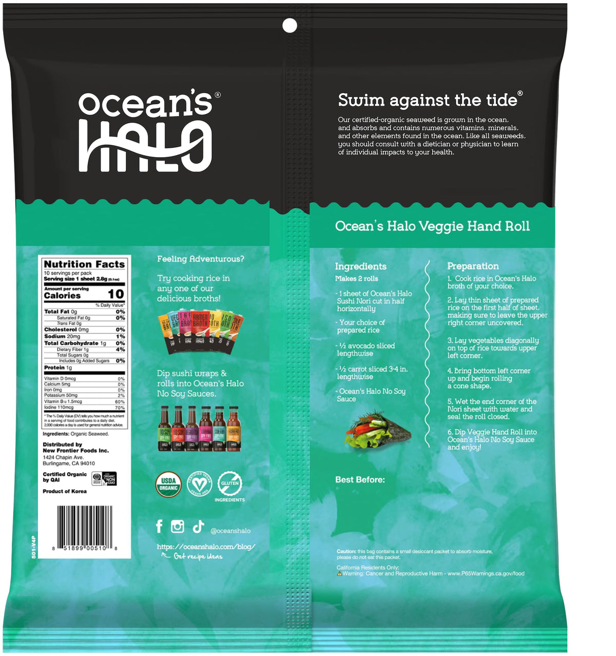 Ocean's Halo sushi nori umami-flavor sheets elevate rice bowls and noodle dishes