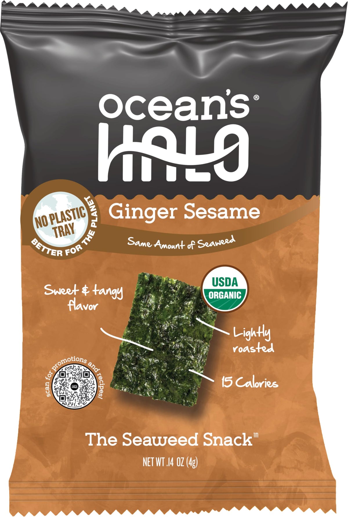 Ocean's Halo trayless packaging seaweed snacks reduce waste