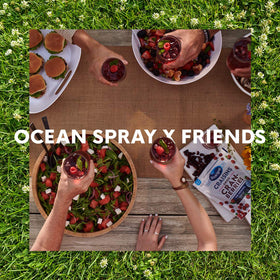 Ocean Spray bottle with glass showcasing ready-to-drink convenience for busy mornings