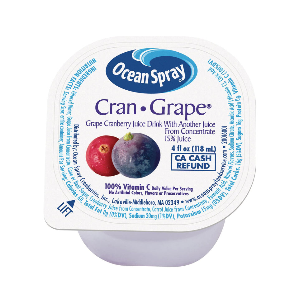 Ocean Spray Cran-Grape juice cups 4oz pack for convenient on-the-go refreshment.