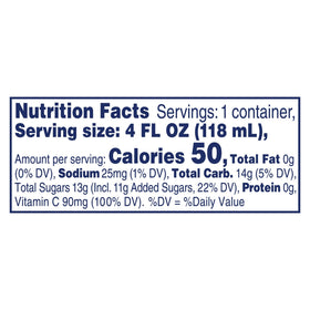 Cran-Grape nutrition label highlights vitamin C and fat-free profile.