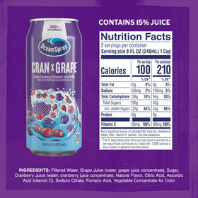 Cran-Grape flavor profile in a 16oz can from Ocean Spray