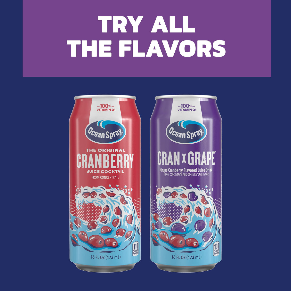 Recyclable Ocean Spray Cran-Grape can promoting sustainability