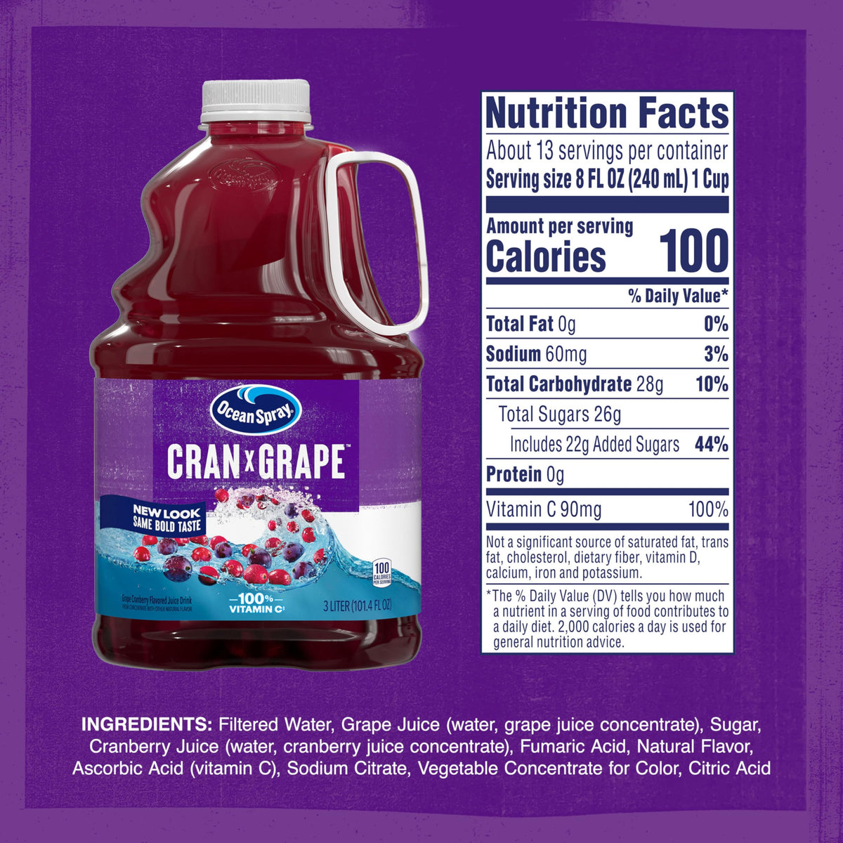 Chilled Ocean Spray Cran-Grape bottles in the fridge cooler.