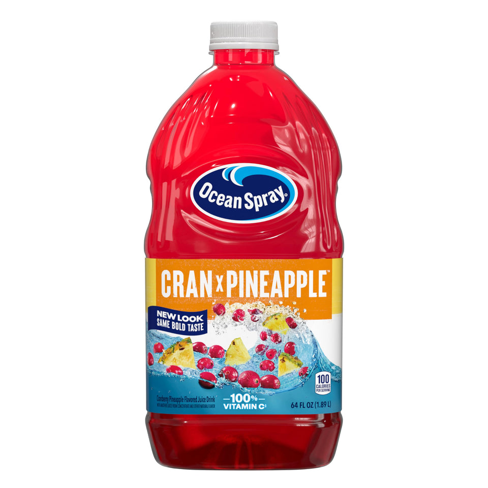 Ocean Spray Cran-Pineapple bottle pour for a refreshing tart-sweet sip