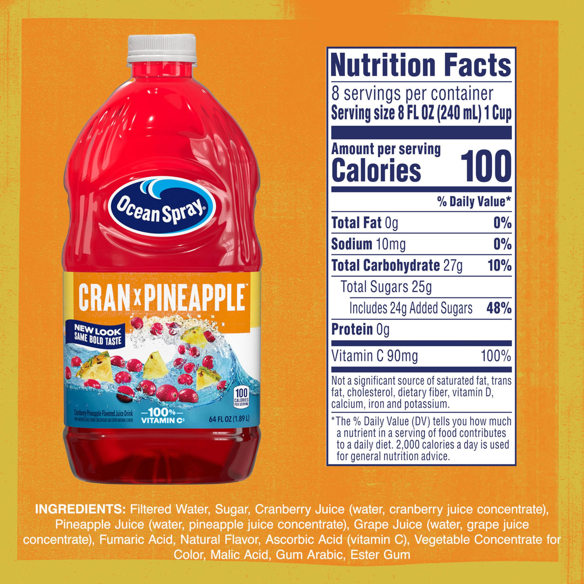 Ocean Spray Cran-Pineapple case-pack neatly displayed for easy grabbing