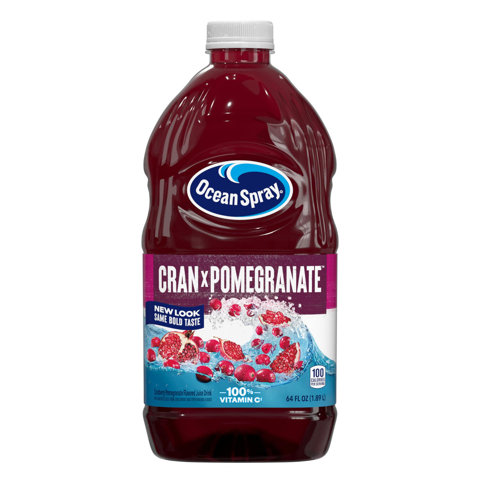 Ocean Spray Cran-Pomegranate diet juice bottle, 64 oz, low calories.