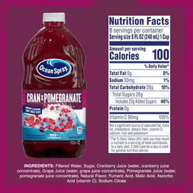 Pouring Ocean Spray Cran-Pomegranate, ideal mixer for cocktails.