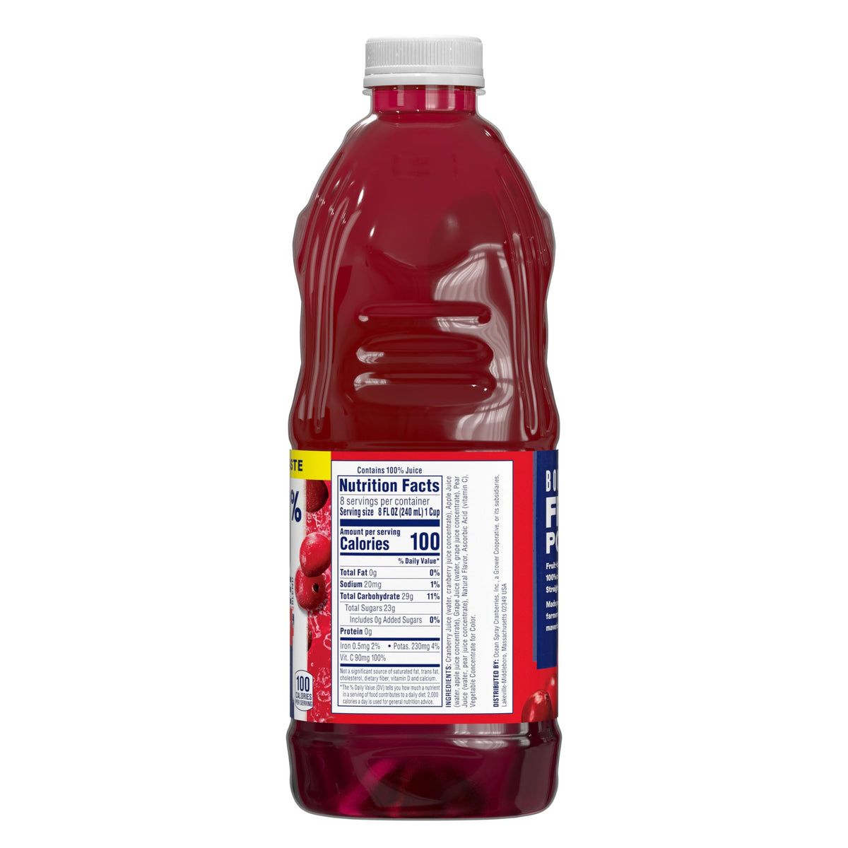 Ocean Spray close-up cranberry color highlights natural juice richness.