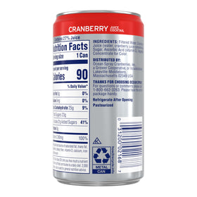 Ocean Spray Cranberry Juice Cocktail 7.2 oz can, ideal for on-the-go hydration.