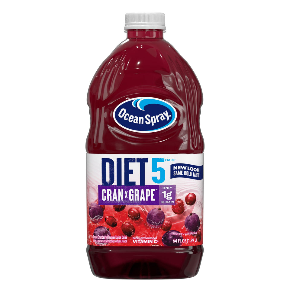 Ocean Spray Diet Cran-Grape bottle front showcases bold flavor and low calories