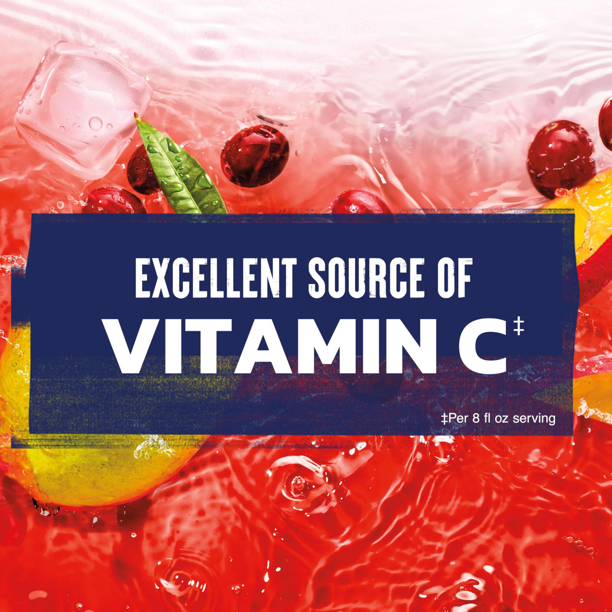 Ocean Spray Diet Cran-Mango juice stream highlights real fruit juice base.