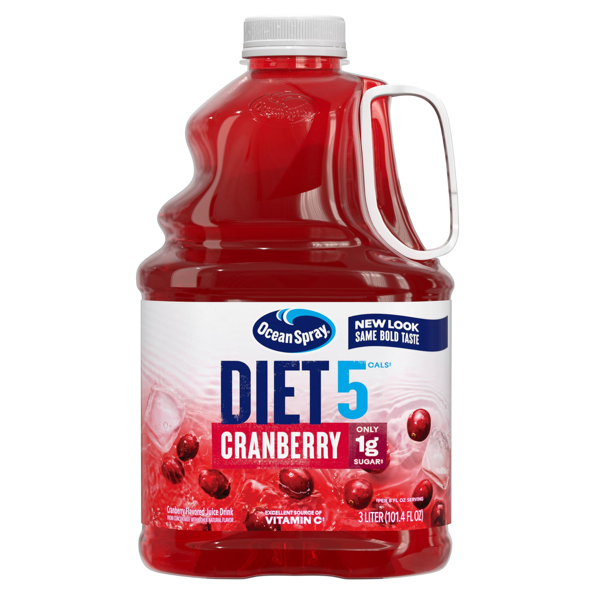 Ocean Spray Diet Cranberry Juice Drink 6-pack bottle display, a low-calorie option for everyday sipping.
