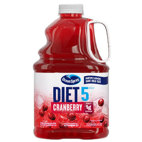Ocean Spray Diet Cranberry Juice Drink 6-pack bottle display, a low-calorie option for everyday sipping.