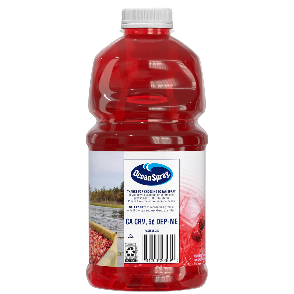 Ocean Spray Diet Cranberry Juice Drink glass with ice highlights crisp, refreshing taste.