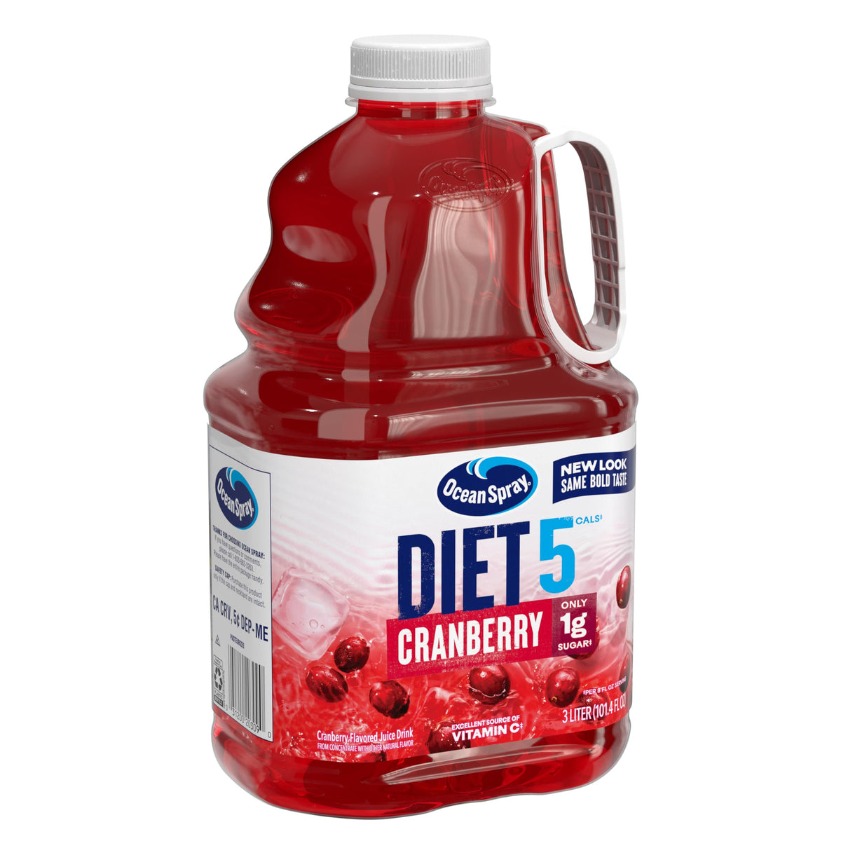 Ocean Spray Diet Cranberry Juice Drink nutrition panel image notes low calories and sugar, practical choice.