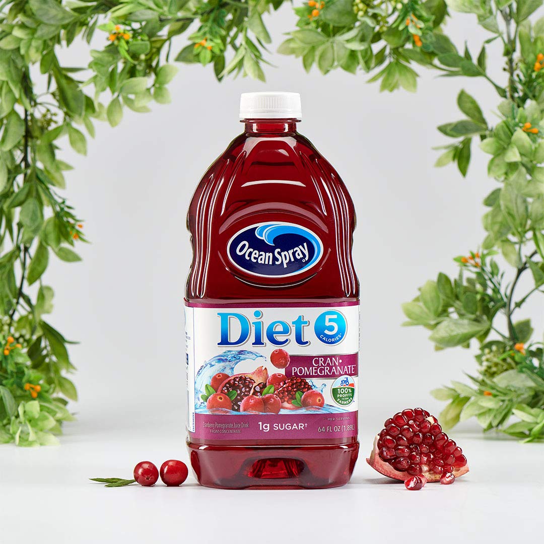 Ocean Spray Diet Cranberry Pomegranate pour highlights low-calorie refreshment.