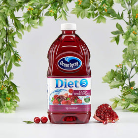Ocean Spray Diet Cranberry Pomegranate pour highlights low-calorie refreshment.