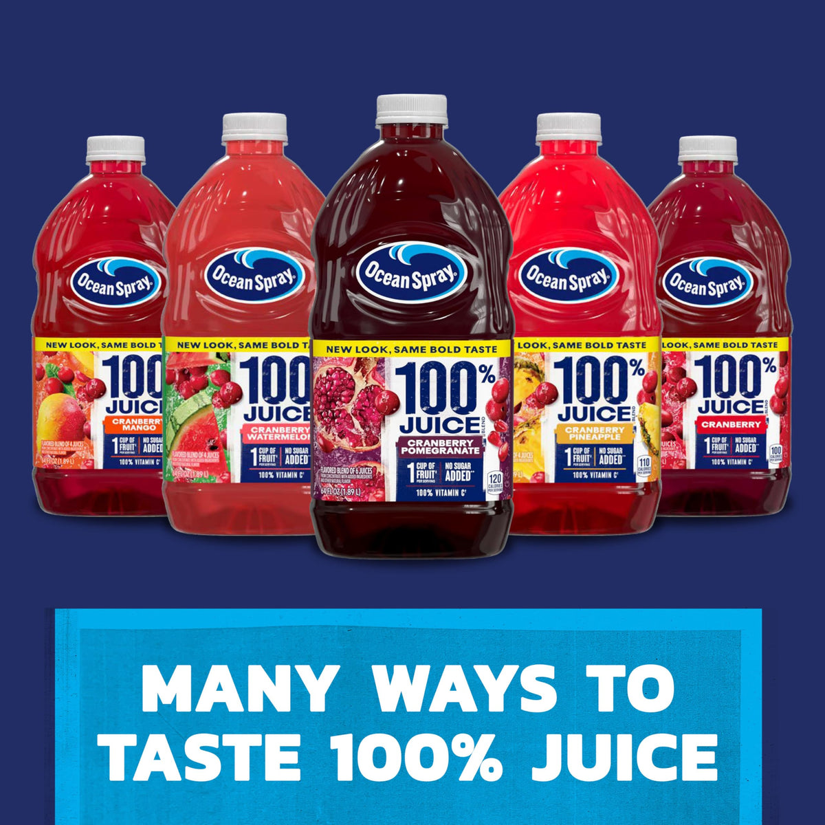 Ocean Spray fridge-ready grapefruit juice bottle on shelf for easy access
