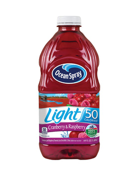 Ocean Spray Light Cranberry Raspberry bottle front view, crisp low-calorie refreshment.