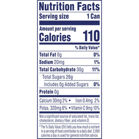 Ocean Spray label close-up highlights no added sugar and 20% DV vitamin C.