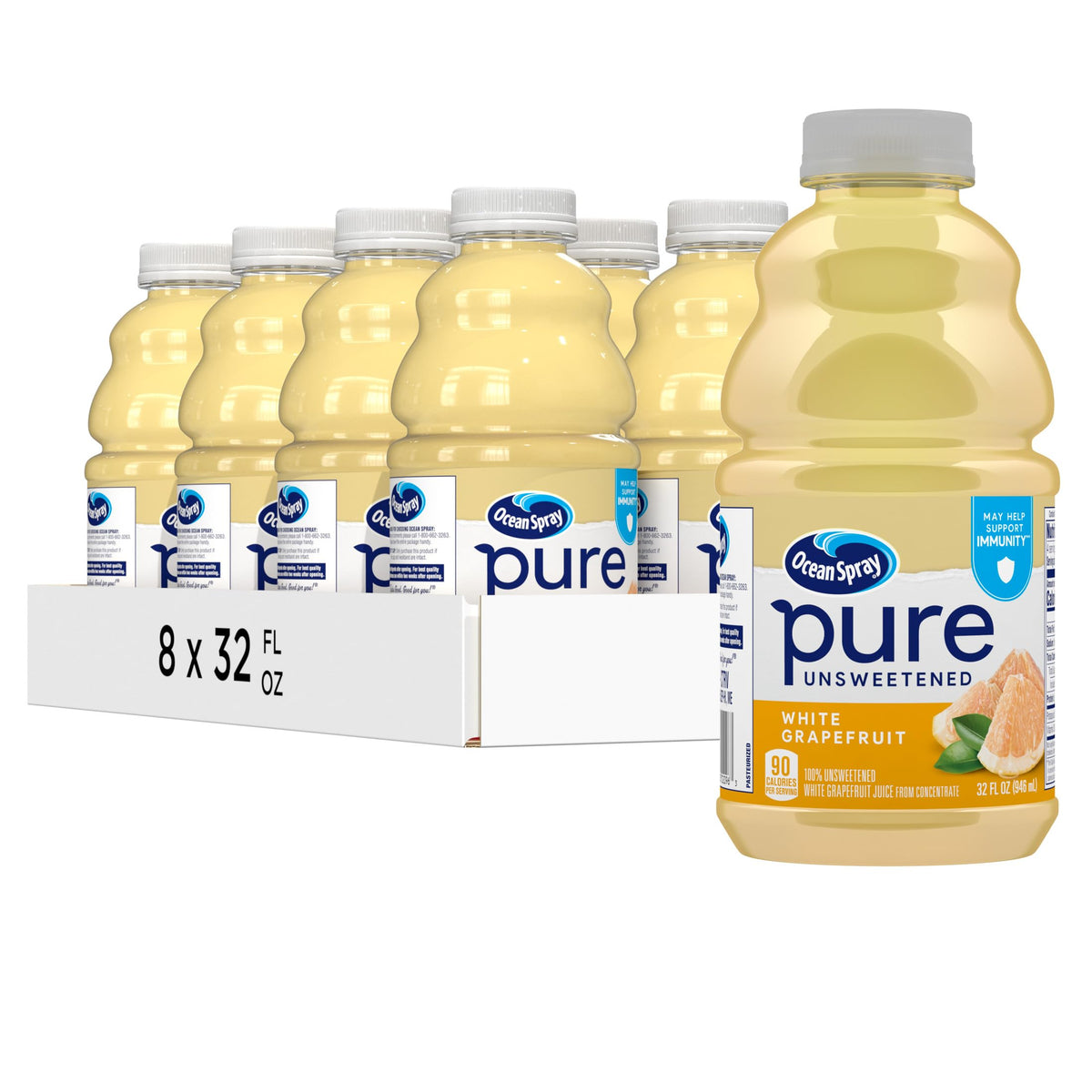 Ocean Spray Pure Unsweetened White Grapefruit Juice pours with bright tangy flavor, great for cocktails