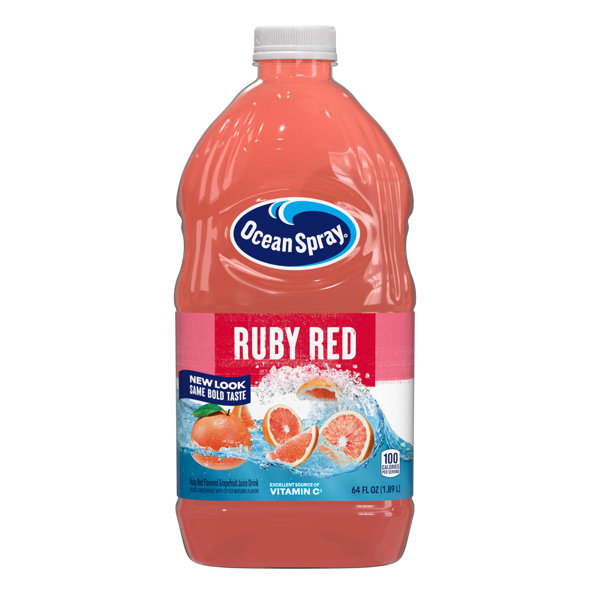 Ocean Spray Ruby Red Grapefruit juice bottle, front view, ideal for a morning boost.