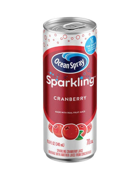 Ocean Spray Sparkling Cranberry can cold, delivering refreshing fizz for on-the-go hydration.