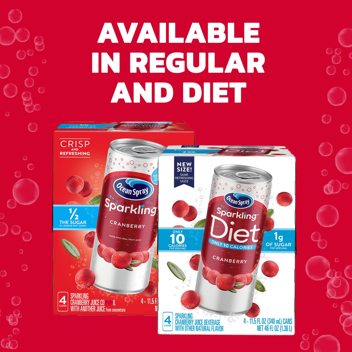 Cans of Ocean Spray Sparkling Diet Cranberry in a cooler for on-the-go hydration
