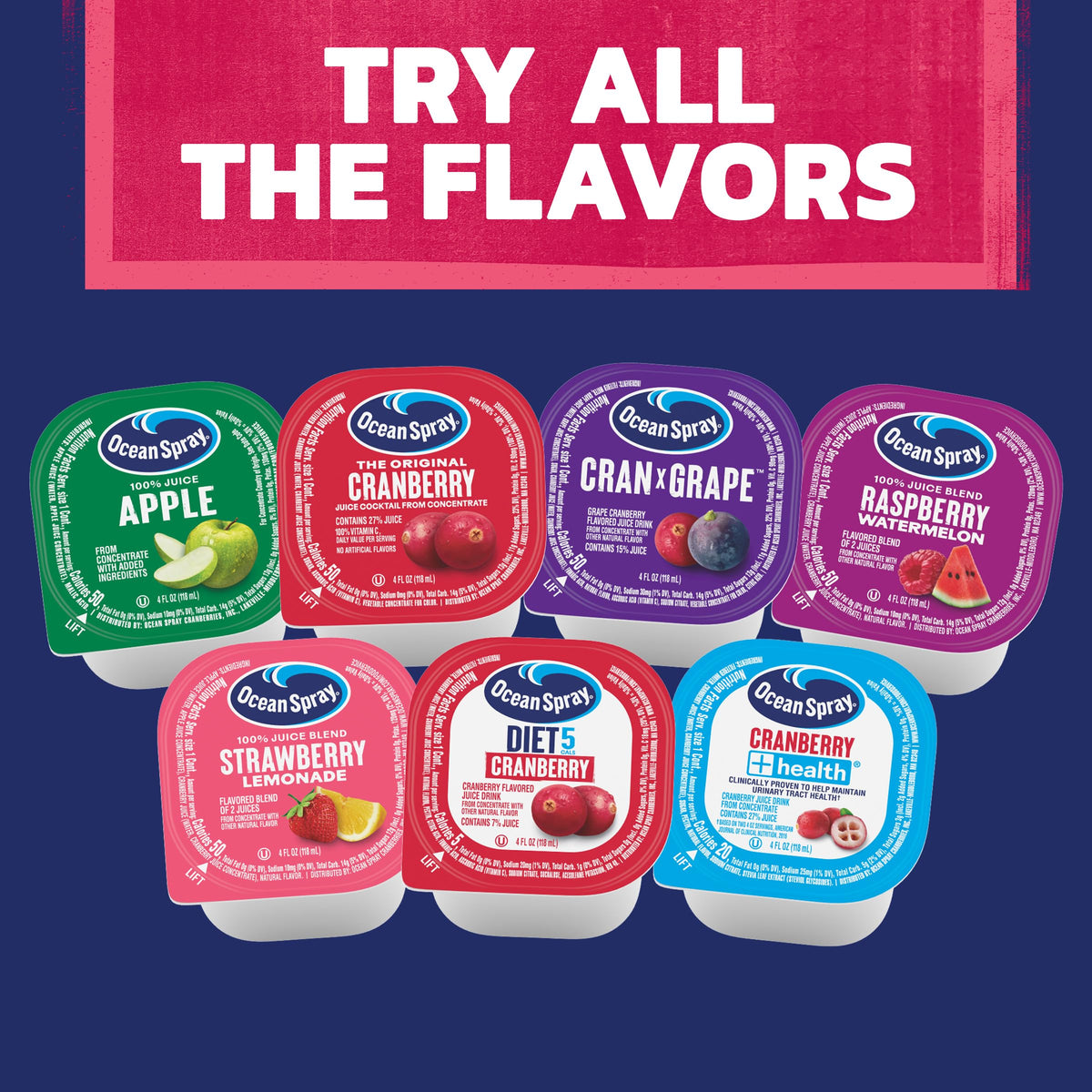 Ocean Spray Strawberry Lemonade juice box display for family lunches