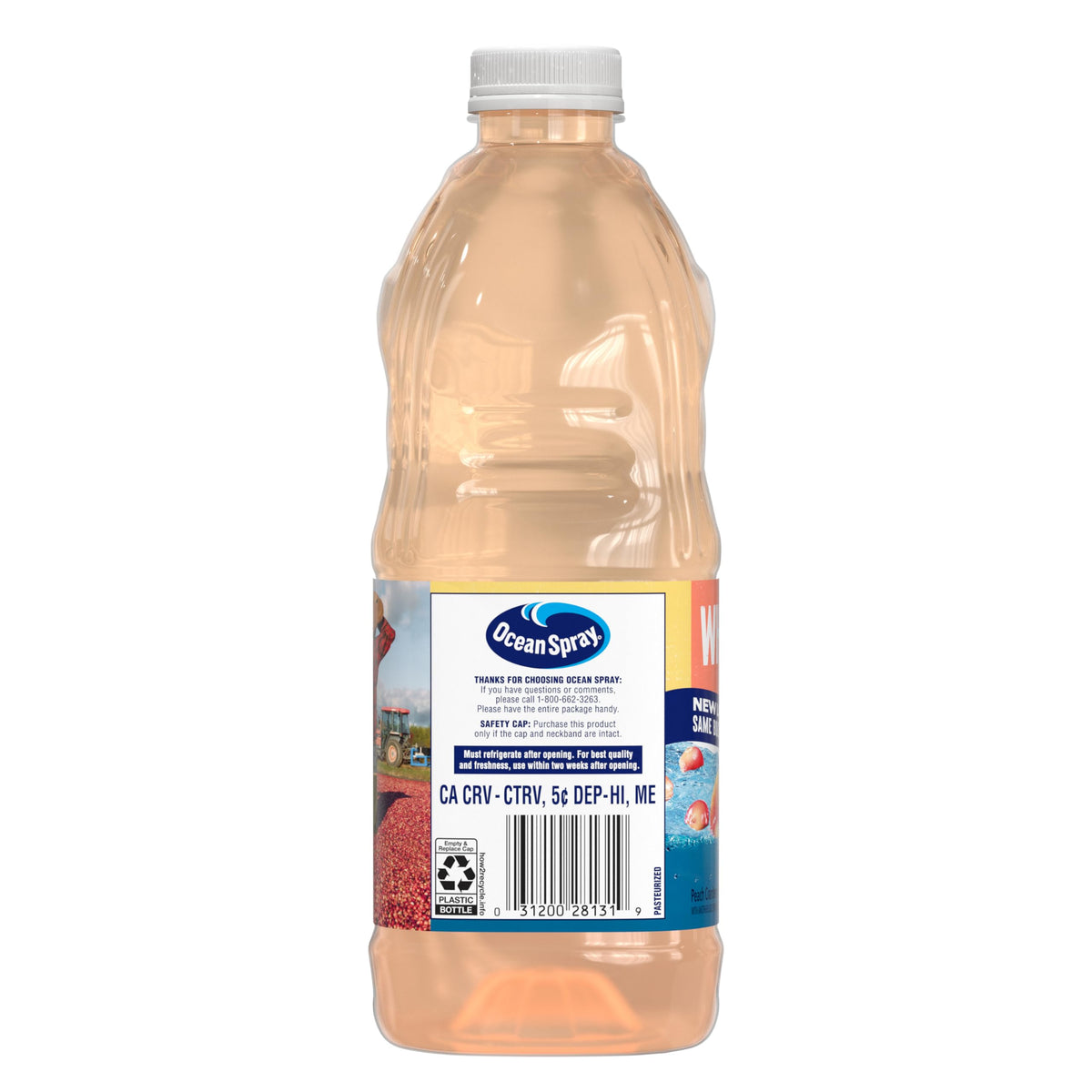 Ocean Spray White Cran-Peach glass serve enjoy fruity flavor in every sip.