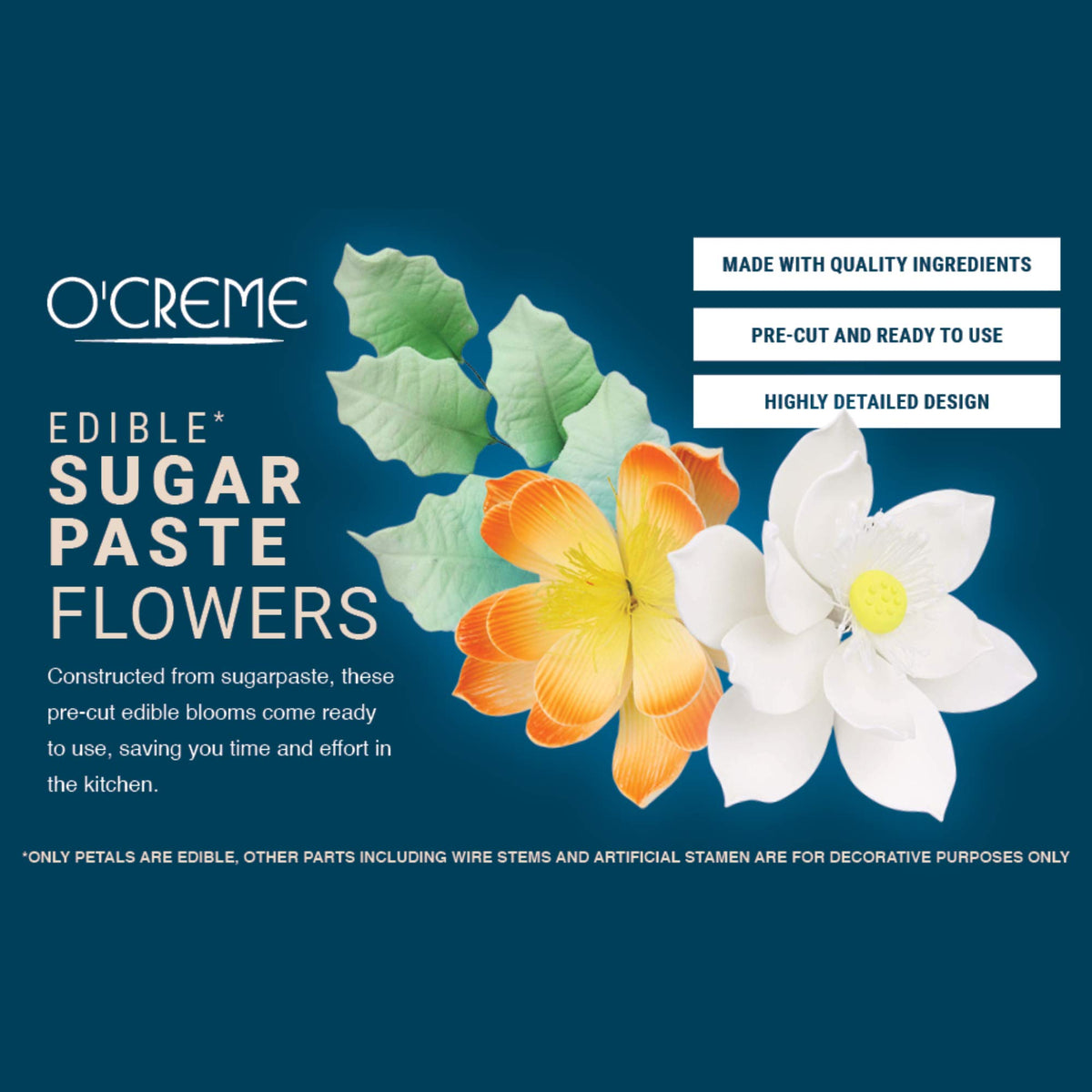 O'Creme anemone 4-inch lifelike center detail for professional cake decorations.