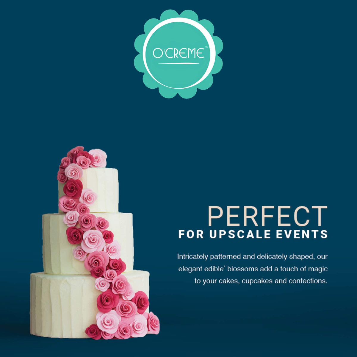 O'Creme Deep Red Rose gumpaste flower adds an elegant focal point for weddings