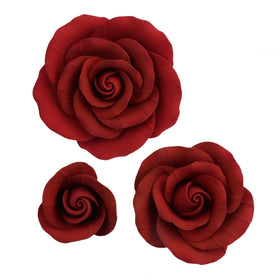 O'Creme Deep Red Rose gumpaste flower with lifelike petals for cake decoration