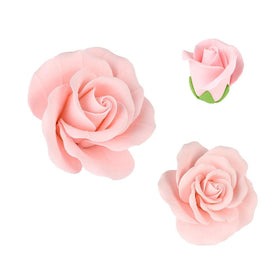 O'Creme pink 2 inch gumpaste rose for cupcakes.