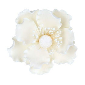 O'Creme gumpaste anemone set white close-up ideal for wedding cake decoration.